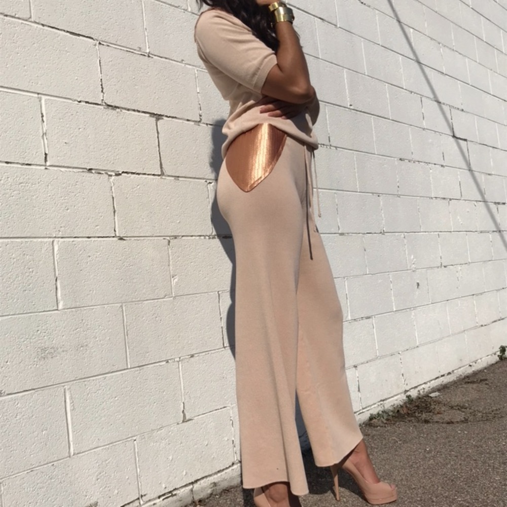 2 piece Lounge Set top pant Size SM Leather Detail - Picture 6 of 11